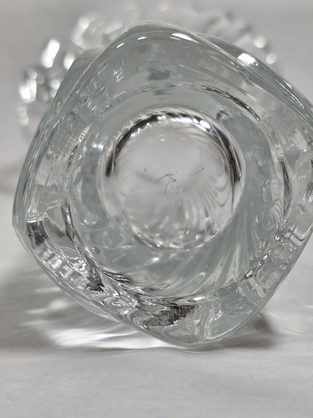 Mikasa Flores 8" Crystal Bud Vase Fan Swirl WX056/621 Japan Vintage - Picture 6 of 9